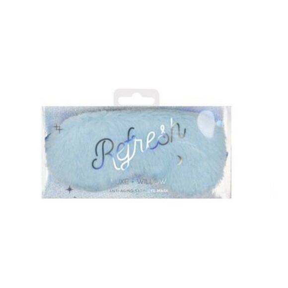 LUXE + WILLLOW Blue Luxury Refresh Anti Aging Satin Plush Sleep Eye Mask - Picture 3 of 4